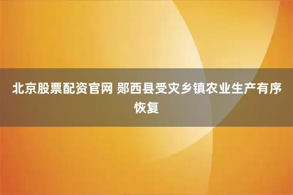 北京股票配资官网 郧西县受灾乡镇农业生产有序恢复
